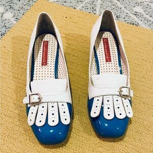 Retro 50’s White and Blue Women's Loafers